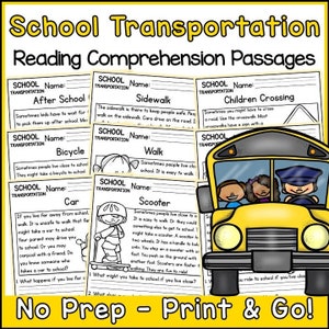 School Transportation Reading Comprehension Passages and Question Back to School | Science Printable Worksheets