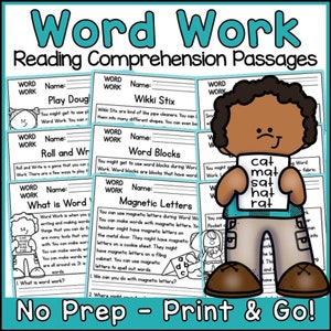 Word Work Reading Comprehension Passages and Questions Back to School | Science Printable Worksheets