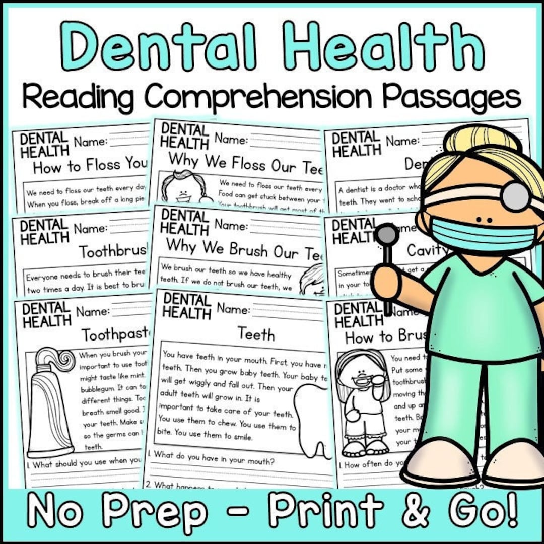 Dental health reading comprehension passages and questions health
