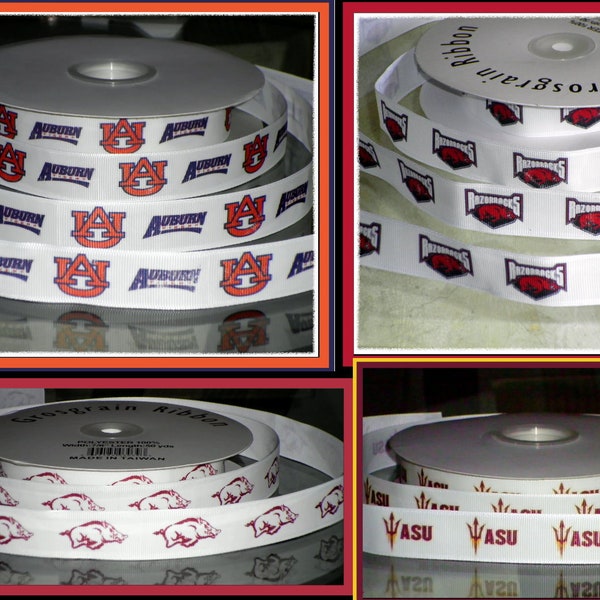 7/8" Collegiate Personalizable Grosgrain Ribbon Aubrun University Arkansas Razorbacks Arizona State University