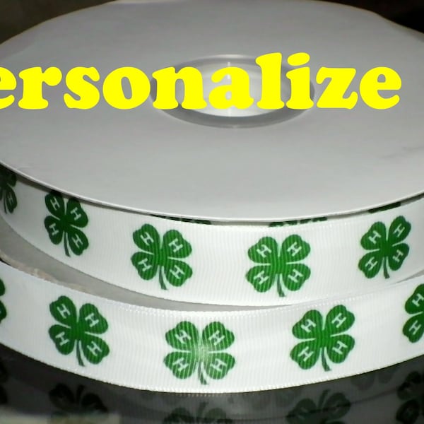 7/8" 4H Personalizable Grosgrain Custom Printed Ribbon - Add Name, Date, or Personalized Note to the Ribbon