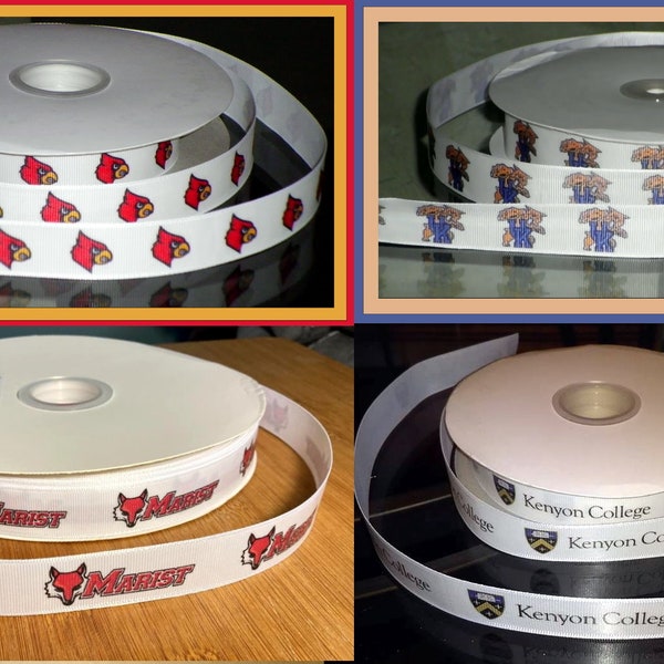 7/8" Collegiate Personalizable Grosgrain Ribbon Marist College Kentucky University Kenyon College Louisville University Cardinals