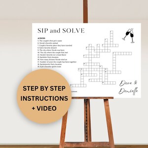 Wedding Crossword Puzzle Template, Sip and Solve Large Crossword, Personalized Bridal Shower Signs, Custom Wedding Puzzle Reception Sign