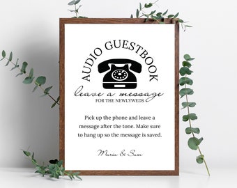 Audio Guestbook Sign, Guestbook Table Sign, Wedding Guestbook, Phone Guest Book, Voicemail Guestbook, Audio Guest Book, Reception Signs