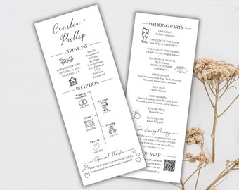 Infographic Wedding Program, Ceremony Program Template, Editable Wedding Details Card, Wedding Program, Instant Download Wedding Timeline