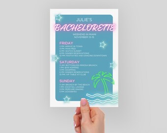 Miami Bachelorette Party Itinerary Template, Miami Bachelorette Itinerary, Instant Download Bach Party Weekend Template, Travel Itinerary