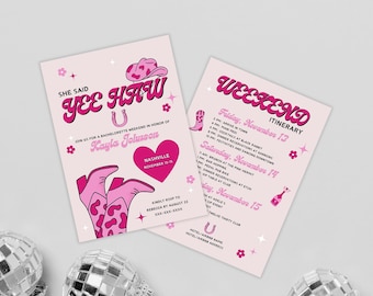 Nashville Bachelorette Party Einladung und Reiseroutenvorlage, Let's Go Girls Bachelorette Weekend, Let's Get Nashty, Nash Bash, Last Rodeo