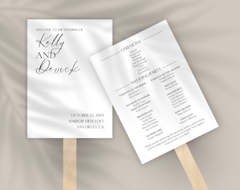 Wedding Program Fans, Wedding Timeline Program Fan, Modern Wedding Ceremony Program Template, Fans for Wedding, Editable Wedding Fan, DIY