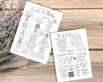 Infographic Wedding Program,  Ceremony Program Template, Editable Wedding Details Card, Instant Download Itinerary Timeline, Infographic