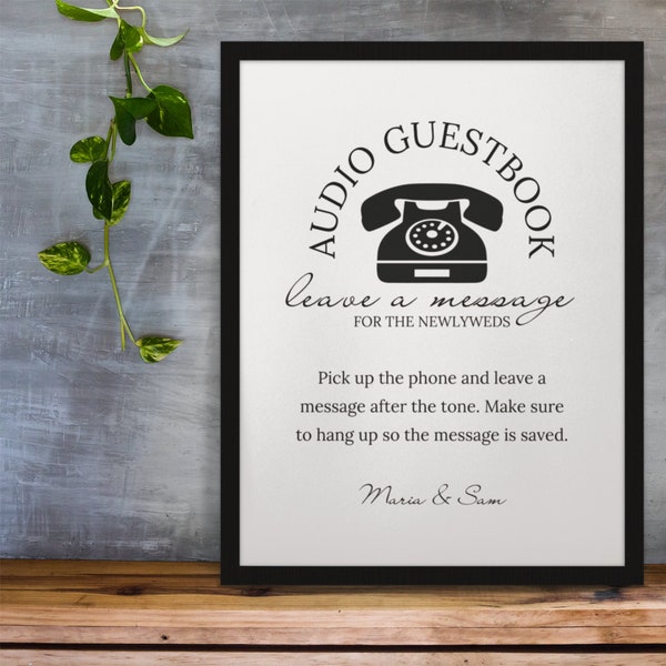 Audio Guest Book Sign, Wedding Guestbook Table Sign, Phone Guest Book, Voicemail Guestbook, Audio Guestbook, Guestbook Alternative Template