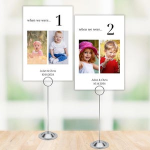 When We Were Age Wedding Table Numbers, Wedding Table Number Signs, Editable Photo Table Numbers, Printable Table Number Template, Wedding