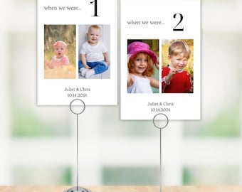 When We Were Age Wedding Table Numbers, Wedding Table Number Signs, Editable Photo Table Numbers, Printable Table Number Template, Wedding