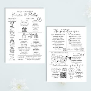 Programa de boda infográfico, plantilla de programa de ceremonia, tarjeta de detalles de boda editable, itinerario de descarga instantánea, infografía