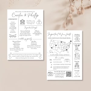 Infographie programme de mariage, carte modifiable de détails de mariage, modèle de cérémonie, éventail de programme de mariage, téléchargement immédiat de la chronologie du mariage, toile
