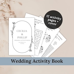 Wedding Coloring Book, Kids Wedding Activity Book, Wedding Coloring Pages for Kids, Kids Activity Table, Wedding Favor, Custom Coloring Book image 1
