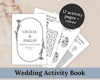 Wedding Coloring Book, Kids Wedding Activity Book, Wedding Coloring Pages for Kids, Kids Activity Table, Wedding Favor, Custom Coloring Book