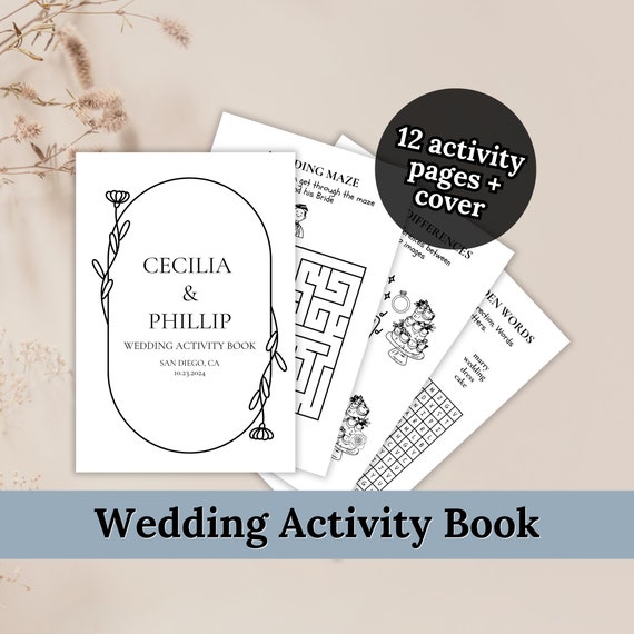 Wedding Coloring Book, Kids Wedding Activity Book, Wedding Coloring Pages for Kids, Kids Activity Table, Wedding Favor, Custom Coloring Book
