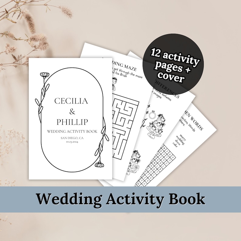 Wedding Coloring Book, Kids Wedding Activity Book, Wedding Coloring Pages for Kids, Kids Activity Table, Wedding Favor, Custom Coloring Book image 1