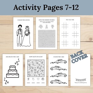 Wedding Coloring Book, Kids Wedding Activity Book, Wedding Coloring Pages for Kids, Kids Activity Table, Wedding Favor, Custom Coloring Book image 4