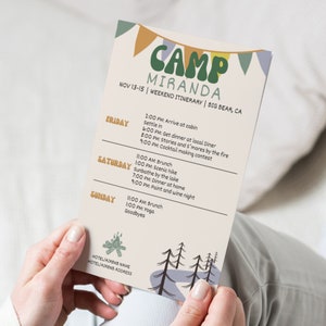 Camp Bachelorette Itinerary Template, Summer Camp Bach Party, Girls Trip, Bachelorette Weekend Invitation, Last Trail Before The Veil image 3