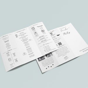 Trifold Wedding Program, Infographic Ceremony Program Template, Editable Wedding Trifold Details Card, Instant Download Wedding Day Timeline image 3