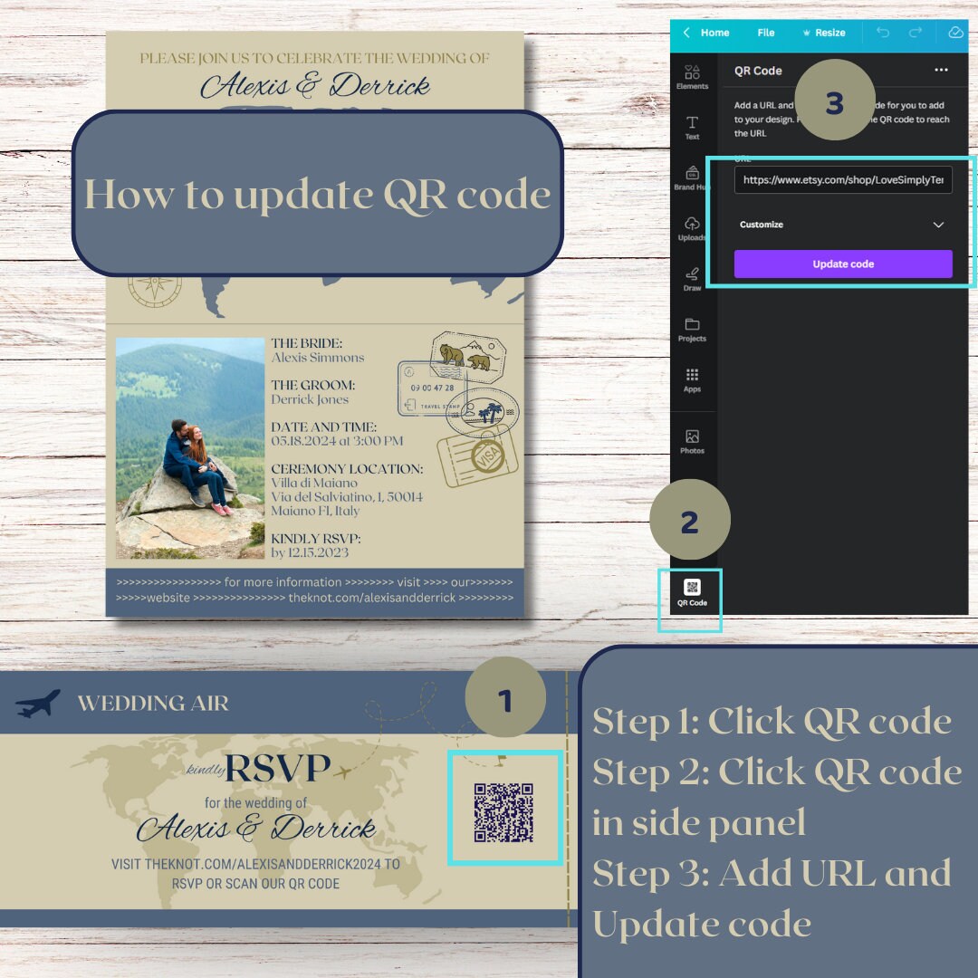 Boarding Pass Wedding Invitation Bundle, Editable Passport Wedding ...