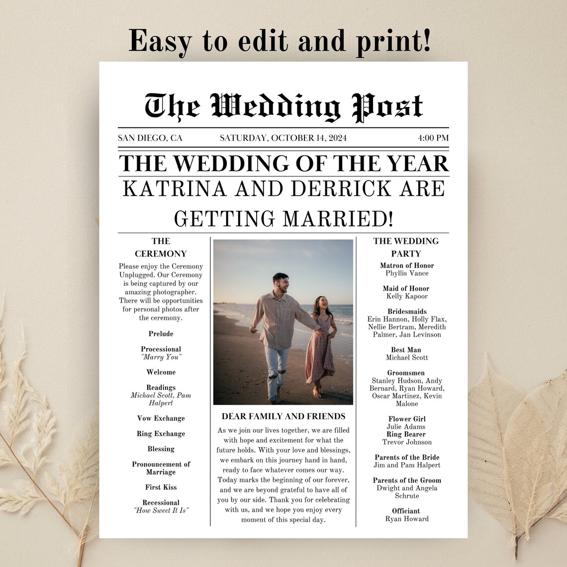 Newspaper Wedding Program Template Wedding Newspaper Etsy Newspaper Wedding Program Template Wedding Newspaper Etsy