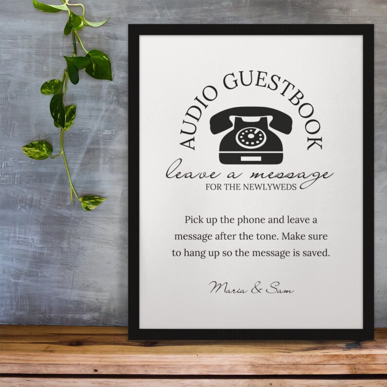 personalised audio guest book sign, wedding voicemail... Audio Guest Book Sign, Wedding Guestbook Table Sign, Phone Guest Book ...