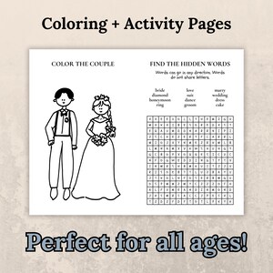 Wedding Coloring Book, Kids Wedding Activity Book, Wedding Coloring Pages for Kids, Kids Activity Table, Wedding Favor, Custom Coloring Book image 2