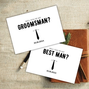 Groomsmen Proposal Card, Best Man and Groomsman Proposal Card Template, Simple Will You Be My Groomsman Card, Instant Download, Canva