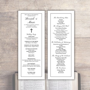 Catholic Wedding Program Template, Elegant Wedding Ceremony Program, Wedding Mass Program, Program Template Catholic, Catholic Liturgy