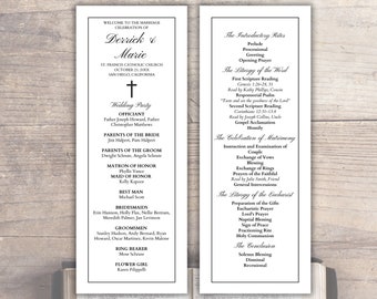 Szablon programu ślubu katolickiego, Elegancki program ceremonii ślubnej, Program mszy ślubnej, Szablon programu katolickiego, Liturgia katolicka
