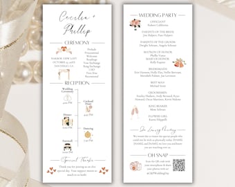 Infographic Wedding Program, Ceremony Program Template, Editable Wedding Details Card, Wedding Program, Instant Download Wedding Timeline