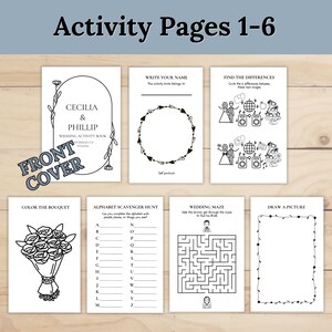 Wedding Coloring Book, Kids Wedding Activity Book, Wedding Coloring Pages for Kids, Kids Activity Table, Wedding Favor, Custom Coloring Book image 3