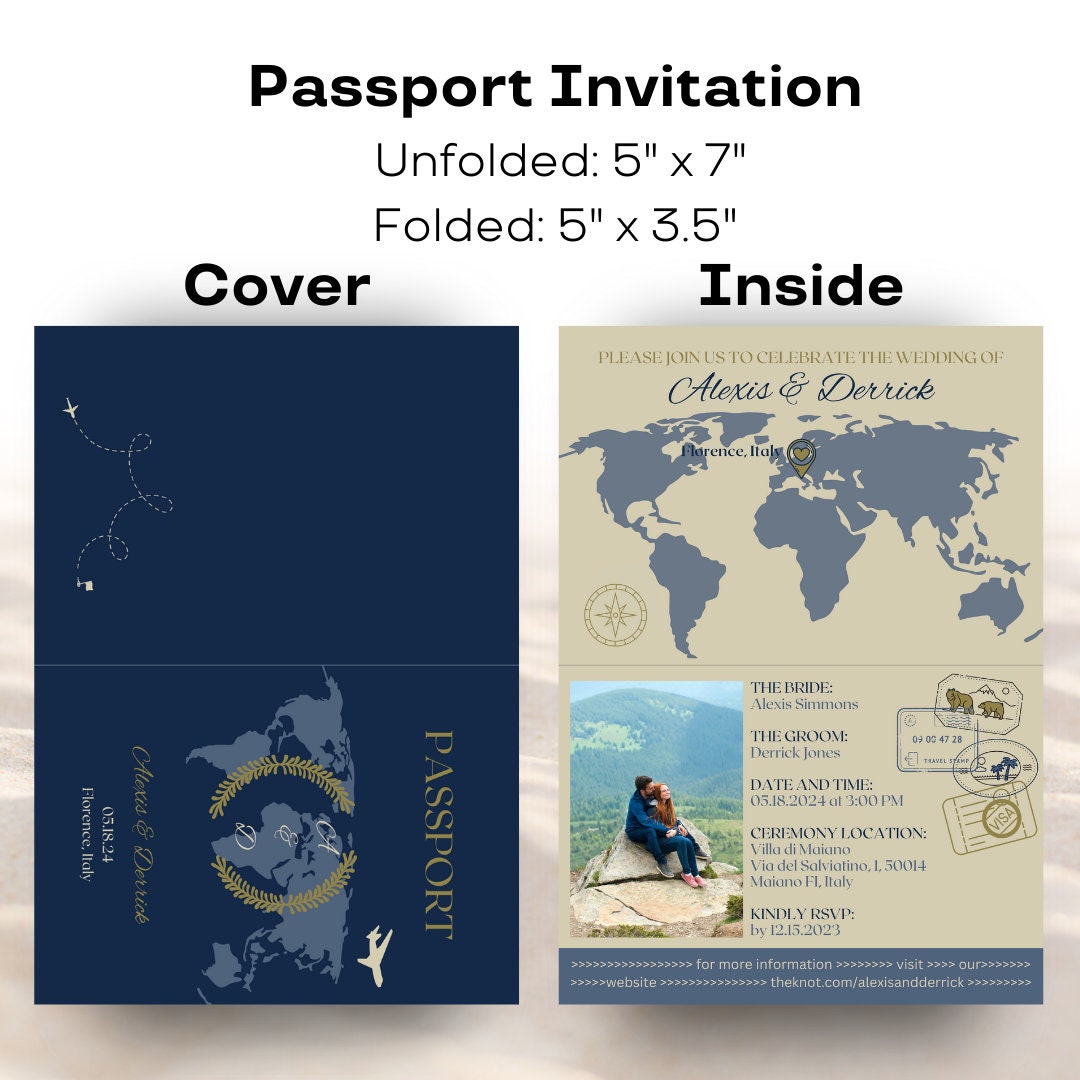 Boarding Pass Wedding Invitation Bundle, Editable Passport Wedding ...