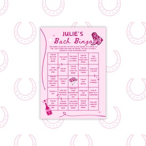 Bingo de despedida de soltera, plantilla de bingo nupcial, juegos de despedida de soltera, fin de semana de despedida de soltera, último rodeo, juego de beber sucio de fiesta de gallinas, Canva
