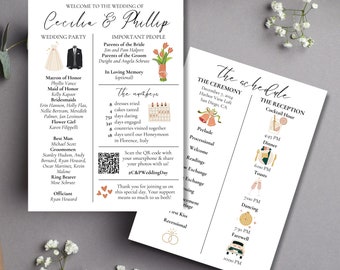 Infographic Wedding Program, Editable Ceremony Program Schedule, Instant Download Wedding Infographic Template, Fun Wedding Details Program