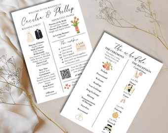 Infographic Wedding Day Program, Editable Wedding Schedule Template, Unique Wedding Details Card, Fun Infographic Wedding Program, Canva