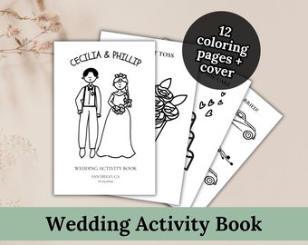 Wedding Coloring Book, Kids Wedding Activity Book, Wedding Coloring Pages for Kids, Kids Activity Table, Wedding Favor, Custom Coloring Book
