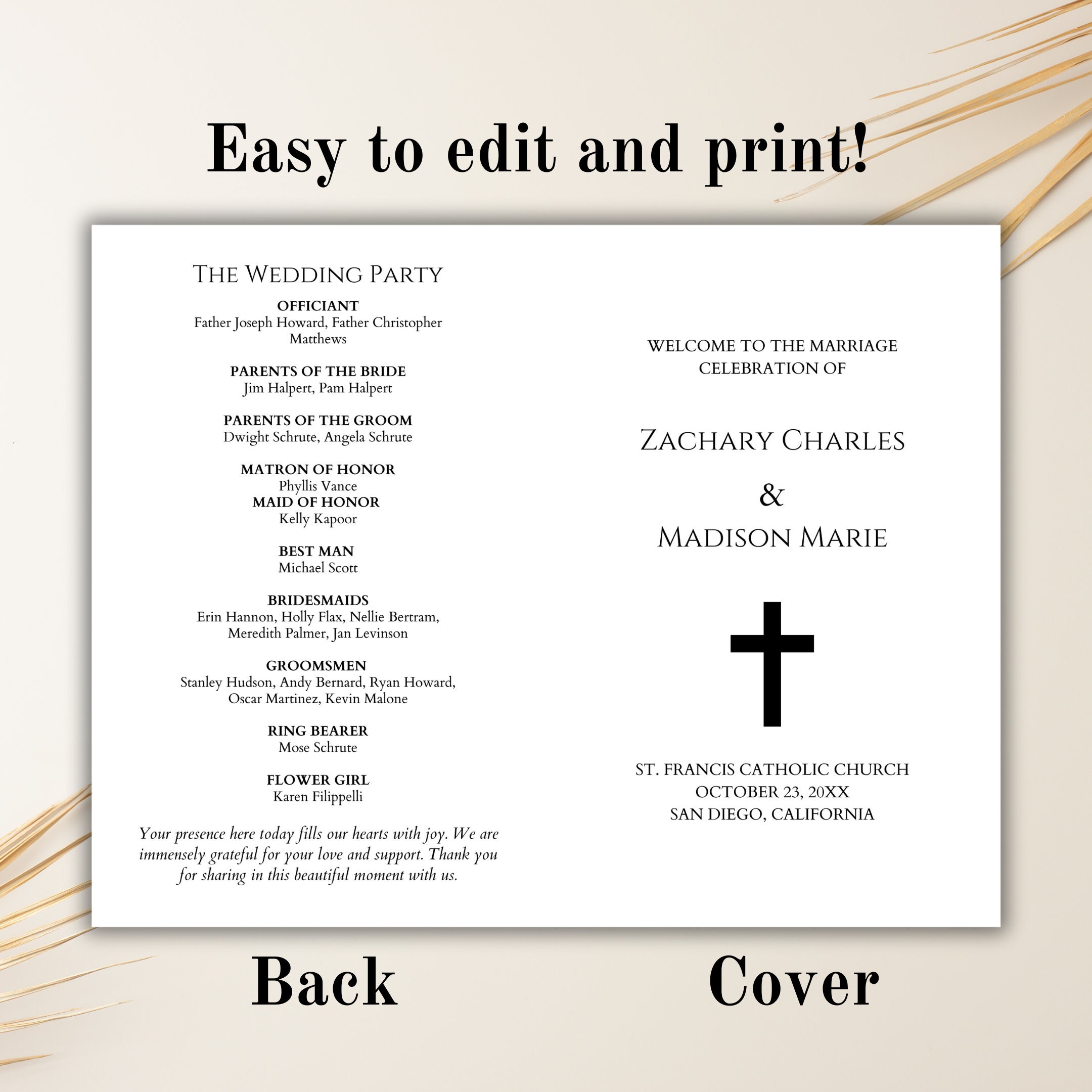 Catholic Wedding Program Template Catholic Wedding Ceremony Etsy Catholic Wedding Program Template Catholic Wedding Ceremony Etsy