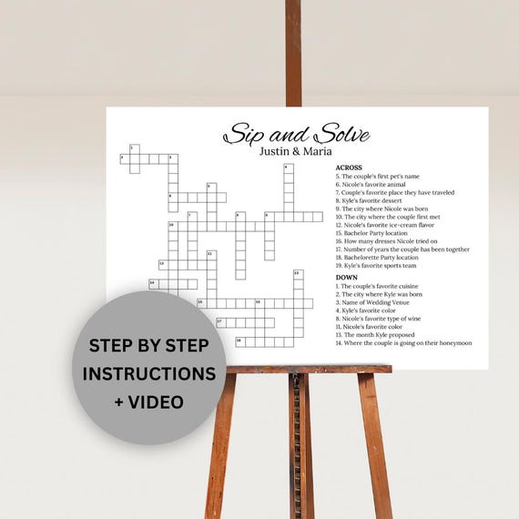 Sip and Solve Wedding Crossword Puzzle Template, Personalized Bridal Shower  Crossword, Wedding Puzzle Reception Sign, Wedding Entrance Sign - Etsy