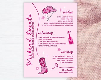 Nashville Bachelorette Party Itinerary Template, Let's Go Girls Bachelorette Weekend, Let's Get Nashty, Nash Bash, Last Rodeo, Western Bach