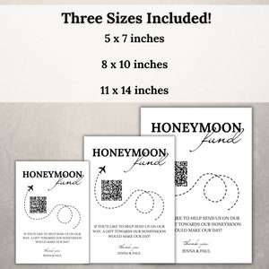 Honeymoon Fund QR Code Sign Template, Custom Honeymoon Fund Sign ...