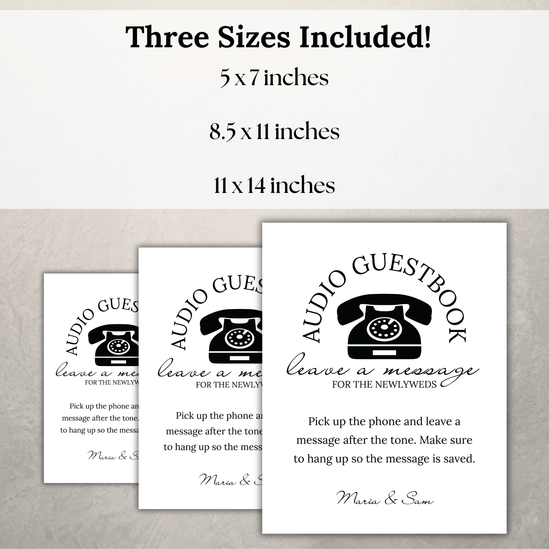 Audio Guest Book Sign, Wedding Guestbook Table Sign, Phone Guest Book