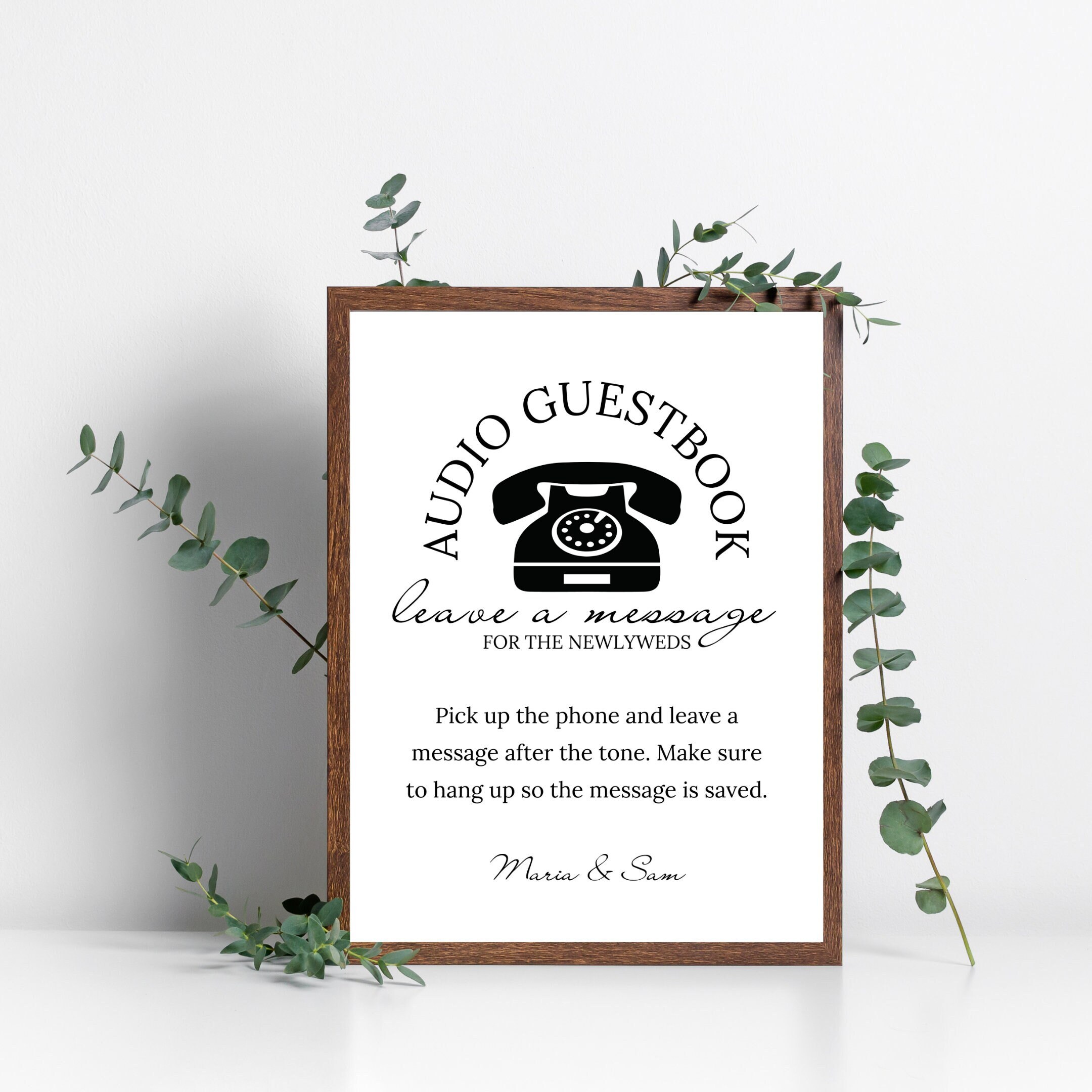 Audio Guest Book Sign, Wedding Guestbook Table Sign, Phone Guest Book