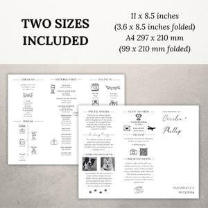 Trifold Wedding Program, Infographic Ceremony Program Template, Editable Wedding Trifold Details Card, Instant Download Wedding Day Timeline image 6