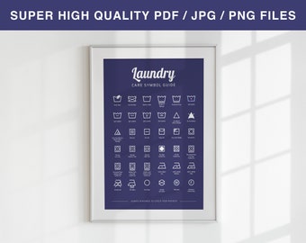 Laundry Symbols Wall Art - NAVY: Modern and Minimalist Design