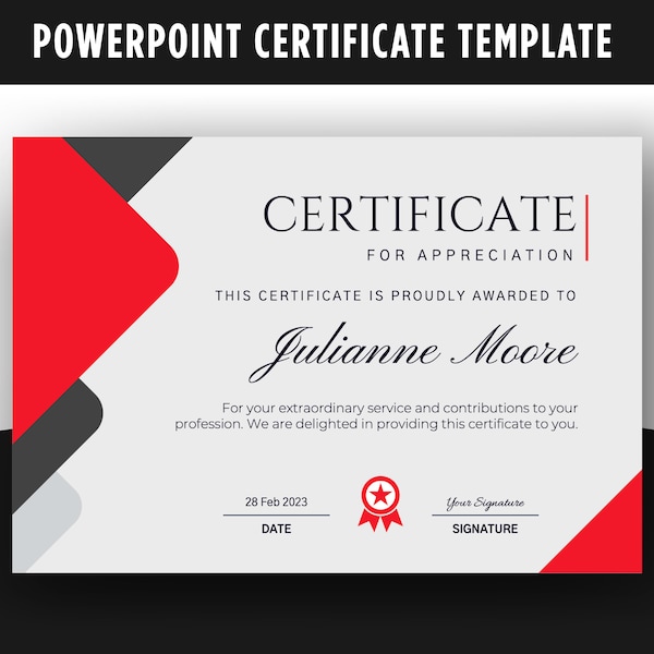 Editable Certificate Template PowerPoint-18, Certificate of Achievement, Completion, Award, Training