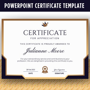 Modelo de certificado editável PowerPoint-17, certificado de realização, conclusão, prêmio, treinamento.