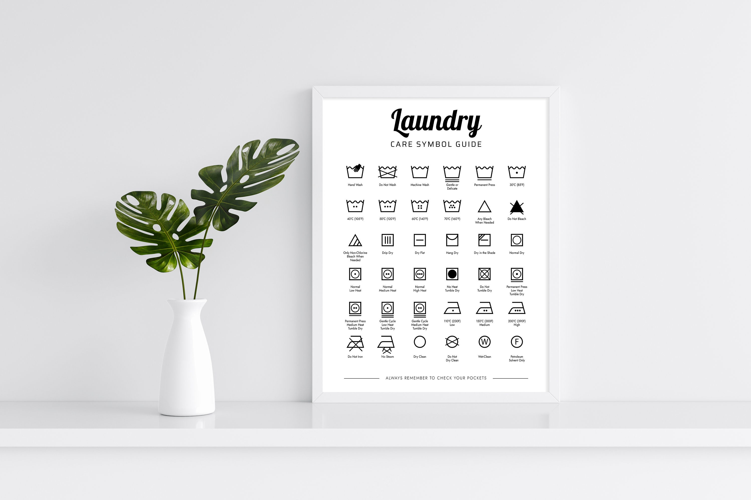 Laundry Symbols Wall Art: Modern and Minimalist Design - Etsy